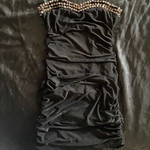 Mini black dress with gold Studs